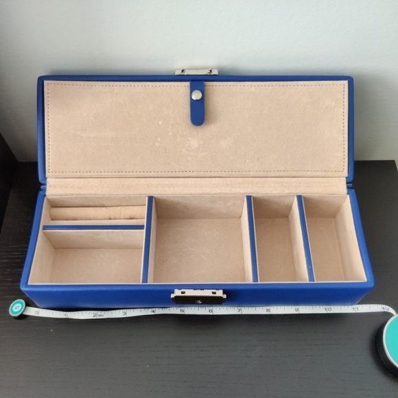 WOLF heritage Safe Deposit Jewelry Organizer Box With Compartment and Lock Blue - Picture 14 of 16